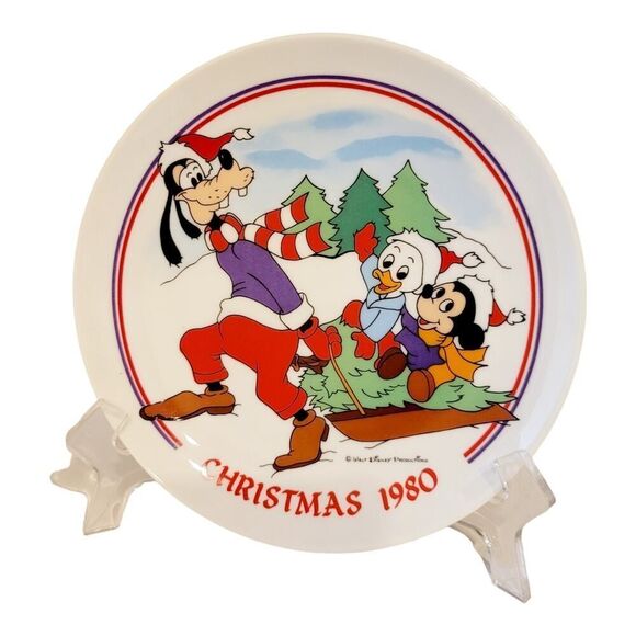WALT DISNEY SCHMID Other - WALT DISNEY CHARACTERS CHRISTMAS 1980 COLLECTOR PLATE SLEIGH RIDE Limited Ed